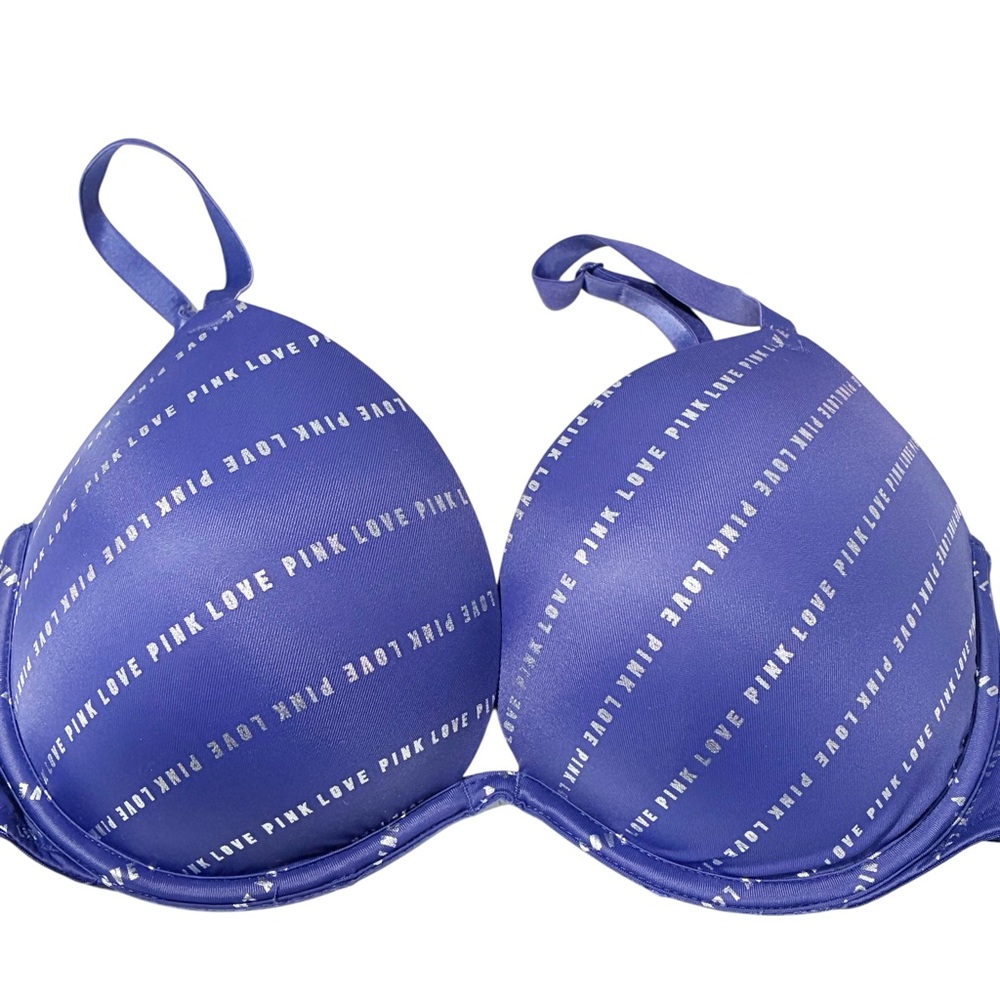 PINK Victoria's Secret Blue Logo-Print T-Shirt Bra